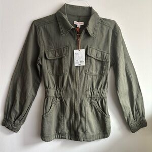 Knox Rose Army Green Cargo Zip-Up Jacket Size XS